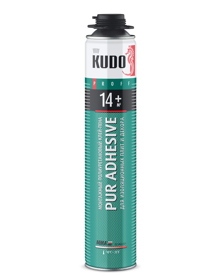 Клей-пена полиуретановый  профессиональный монтажный всесез.. для тепл. плит KUDO PROFF 14+, 1000 мл
