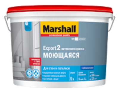 Краска Marshall EXPORT-2 BW глубокоматовая в/д (латексная) для стен и потолков, 0,9л (белая)