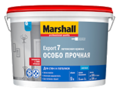 Краска Marshall EXPORT-7 BW матовая в/д (латексная) для стен и потолков, 0,9л (белая)