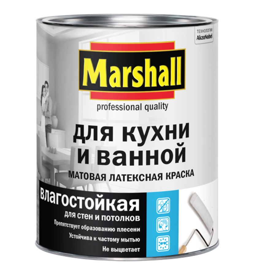 Краска В/Д для кухни и ванной BW, Marshall, 0,9 л