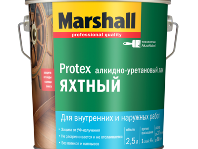Яхтный лак, водостойкий PROTEX Yat Vernik 40 (полуматовый) Marshall, 2,5 л